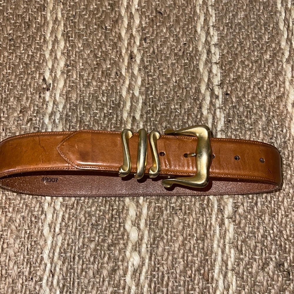 Women’s Brighton size small leather belt with gold accents